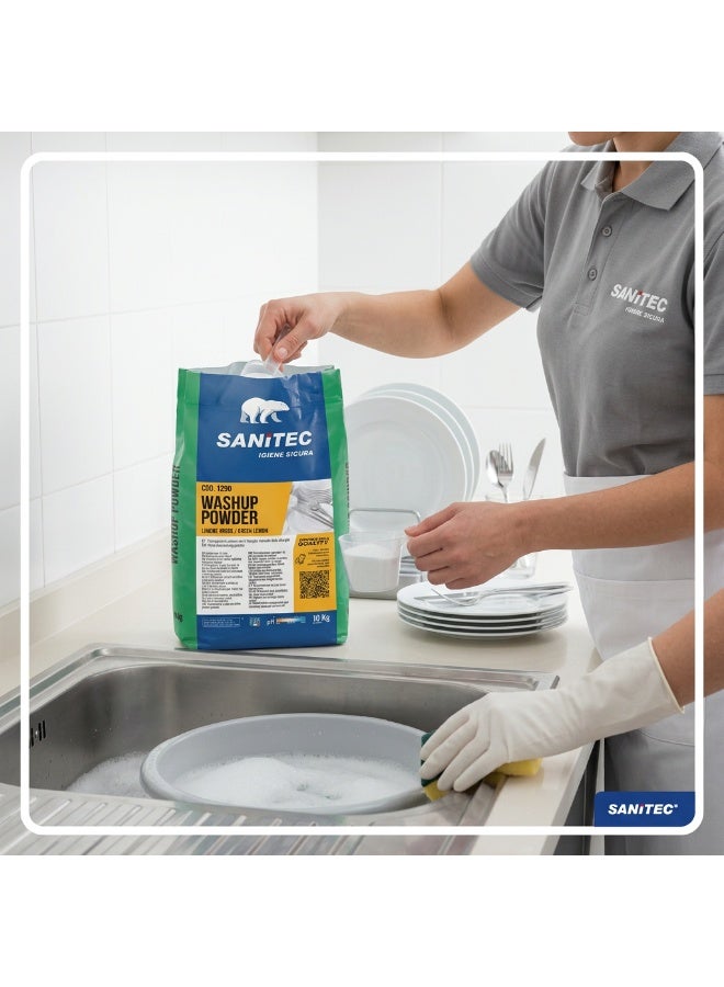 Sanitec Dishwashing Powder Lemon | Professional Kitchen & Catering Dish Cleaner | Italian Formula | 10 KG - Image 2