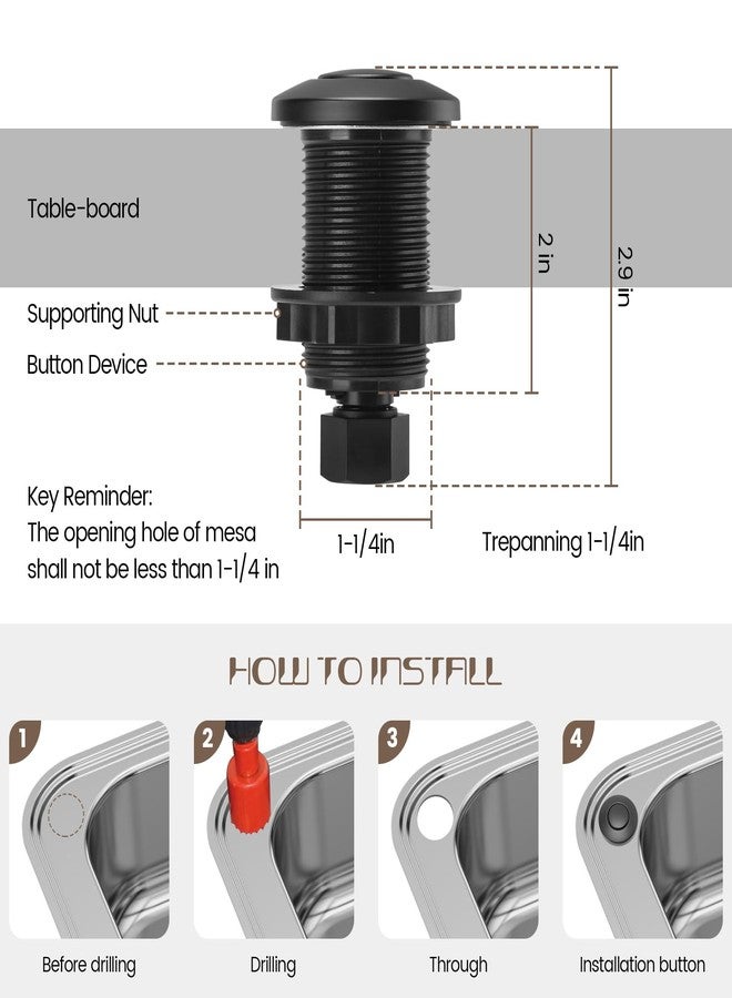 طقم مفتاح هواء لطاحونة النفايات، طاحونة نفايات تُركّب على سطح الحوض، ستانلس ستيل أسود، زر تشغيل/إيقاف يعمل بالهواء، قطعة غيار من إيتول سيتي، مُدرجة في قائمة مختبرات UL. - Image 5