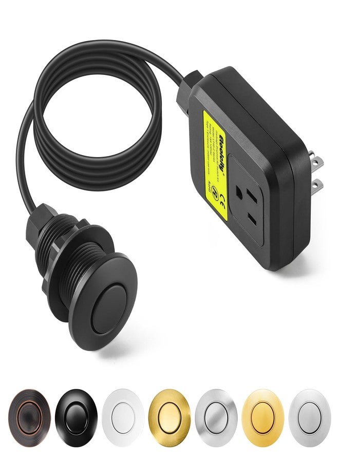 طقم مفتاح هواء لطاحونة النفايات، طاحونة نفايات تُركّب على سطح الحوض، ستانلس ستيل أسود، زر تشغيل/إيقاف يعمل بالهواء، قطعة غيار من إيتول سيتي، مُدرجة في قائمة مختبرات UL. - Image 1