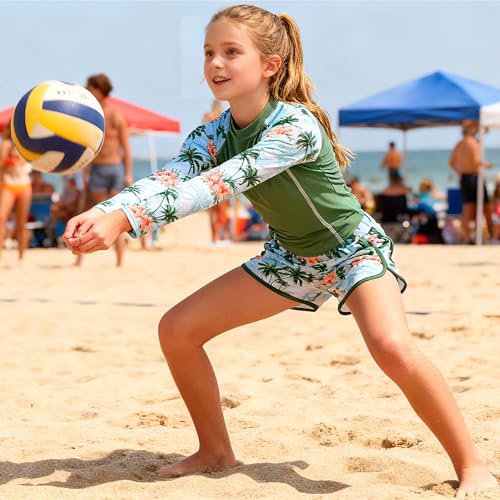 Vogseek Hawaii Swimsuit Girls Size12-13 Rashguard 2 Piece Long Sleeve Bathing Suit 12 13 Year Old Girl's UPF 50+ Swimwear - Image 3
