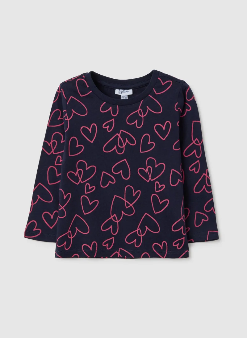 او في اس GIRLS' BLUE PURE COTTON JUMPER WITH REGULAR FIT