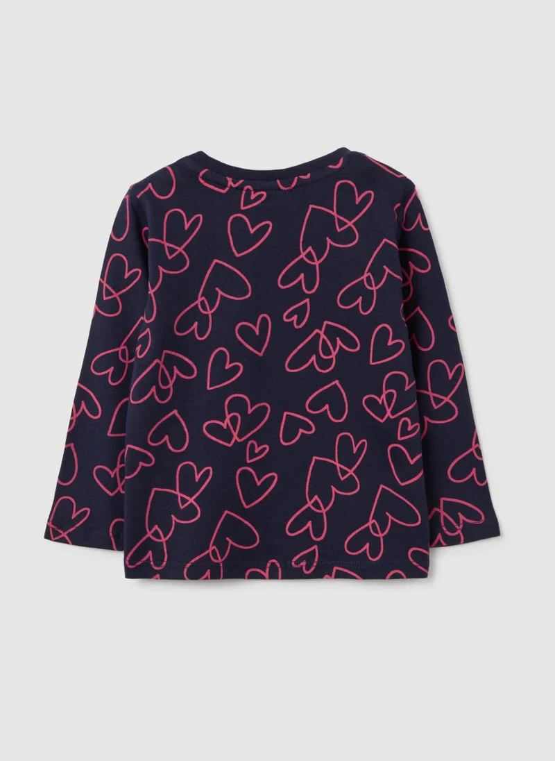 او في اس GIRLS' BLUE PURE COTTON JUMPER WITH REGULAR FIT