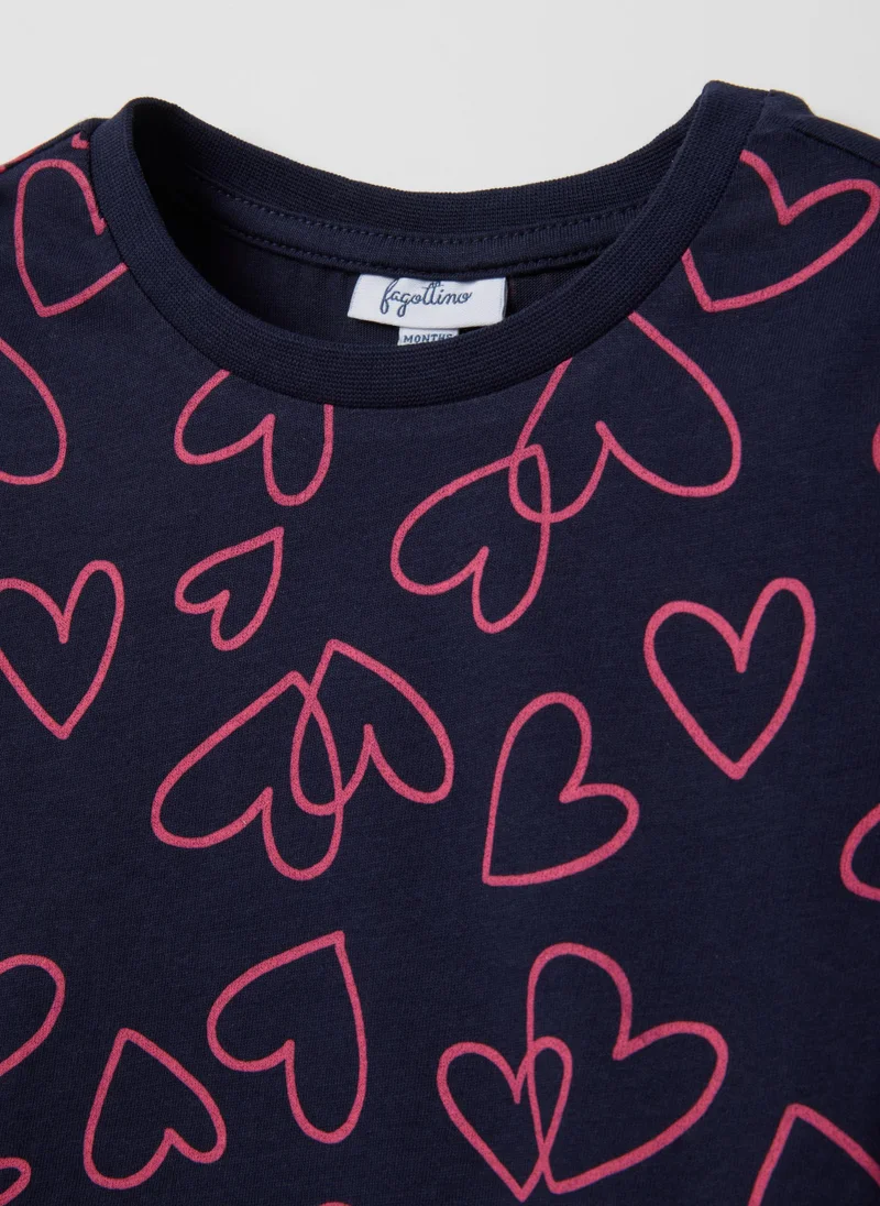 او في اس GIRLS' BLUE PURE COTTON JUMPER WITH REGULAR FIT