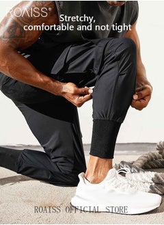 roaiss Men's Casual Trousers European Style Trend Quick-Drying Drawstring Pants Multi-pocket for Men Sports Trousers Spring and Autumn  - Image 2