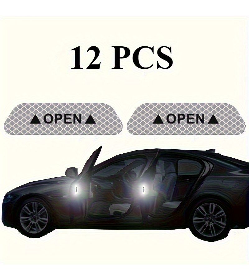 12 Pieces Green Car Door Safety Opening Warning Stickers High Gloss Plastic Self Adhesive Stripes - Image 5