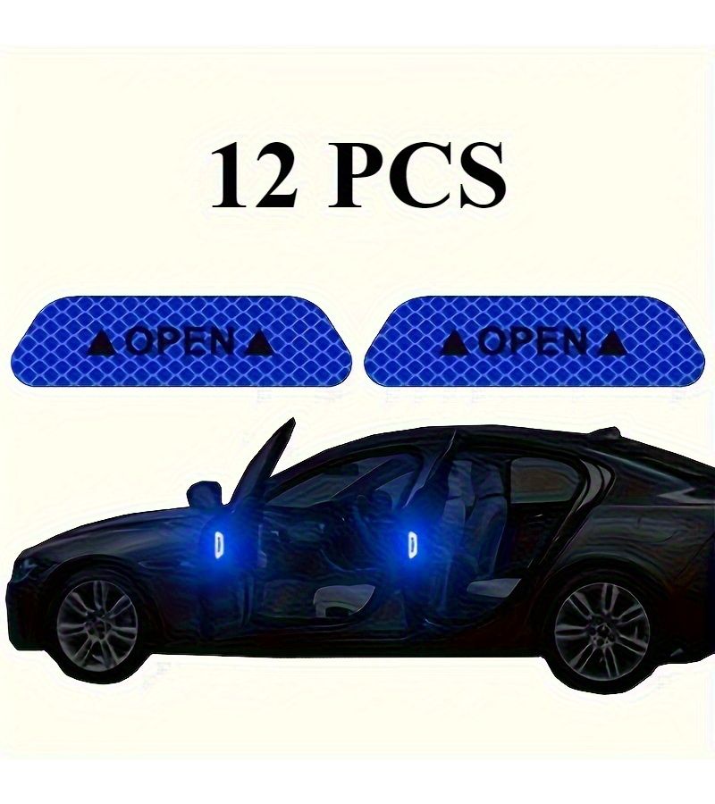 12 Pieces Green Car Door Safety Opening Warning Stickers High Gloss Plastic Self Adhesive Stripes - Image 4