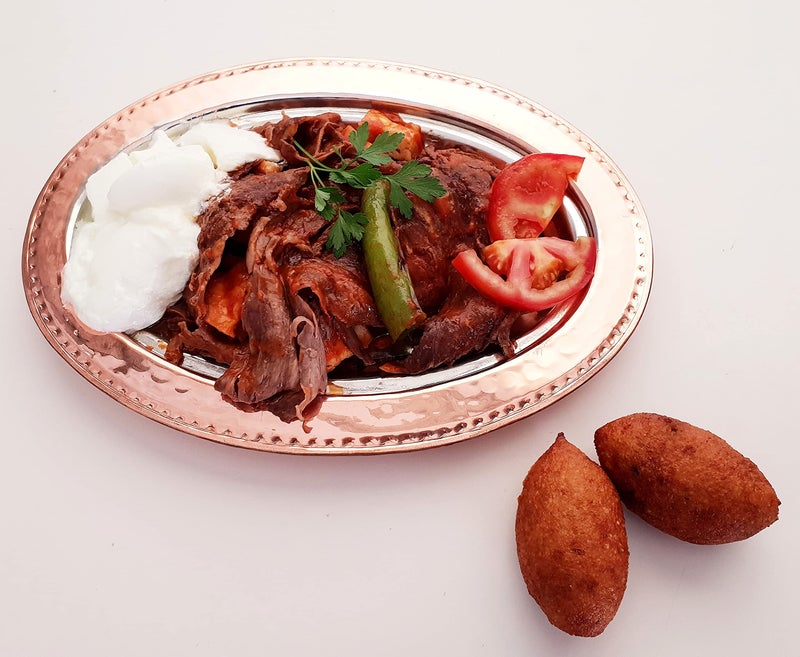 DLK - Handmade Pure Copper Serving Plate - Iskender Kebab Plate - Turkish Kebab presentation - Oval Copper Plate 12 inch (31cm) - Image 4