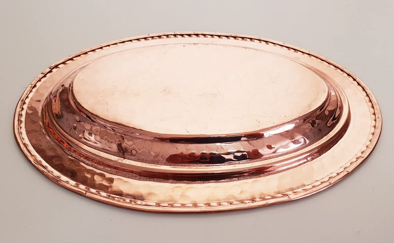 DLK - Handmade Pure Copper Serving Plate - Iskender Kebab Plate - Turkish Kebab presentation - Oval Copper Plate 12 inch (31cm) - Image 3