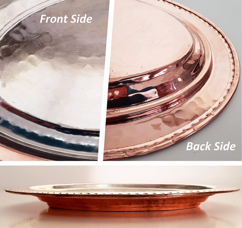 DLK - Handmade Pure Copper Serving Plate - Iskender Kebab Plate - Turkish Kebab presentation - Oval Copper Plate 12 inch (31cm) - Image 5