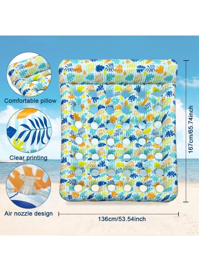 GGEROU Inflatable Pool Float Mat, 66" X 53" Giant Pool Floats Adult Size with Headrest Lake Float Raft Water Lounger, Oversized Floating for Swimming Pool Tanning Pool for Summer Beach  - Image 2