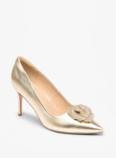سيليست Womens Floral Accent Slip-On Pumps With Stiletto Heels