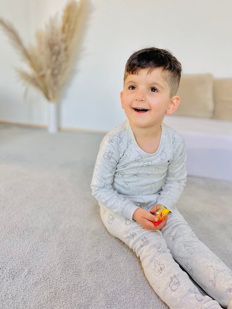 Owlivia 100% Organic Cotton Baby Long Sleeve Pajama Sets, Toddler Boy Girl 2-Piece Sleepwear(2 Years, Grey Rabbit) - Image 3