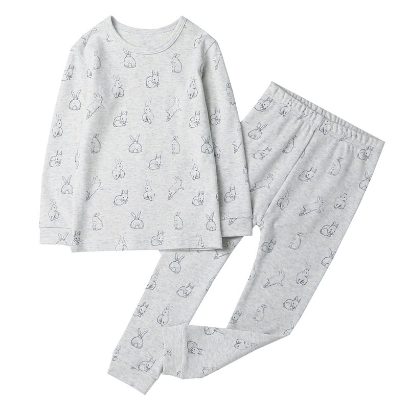 Owlivia 100% Organic Cotton Baby Long Sleeve Pajama Sets, Toddler Boy Girl 2-Piece Sleepwear(2 Years, Grey Rabbit) - Image 1