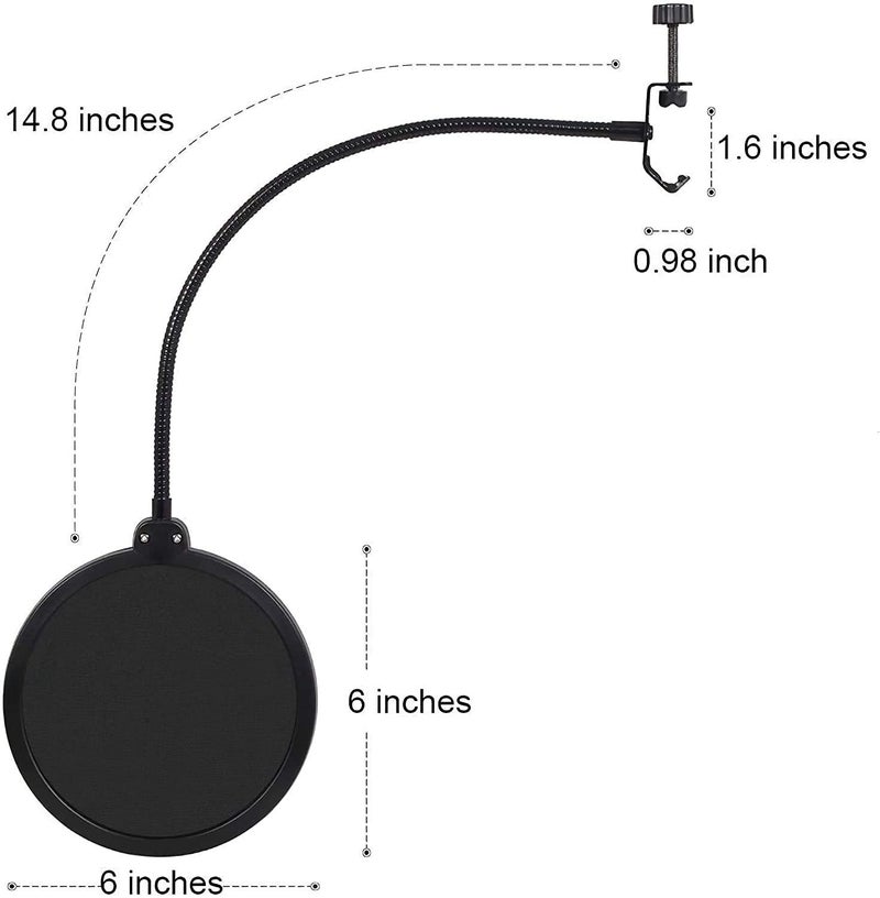 CLAPONE Microphone Stand with Suspension Boom Scissor Arm/Mic Stand Holder/Adjustable Suspension Boom Scissor/Arm for Voice-over/Gaming/Recording (Black, Pop Filter With Mic Stand) - Image 3