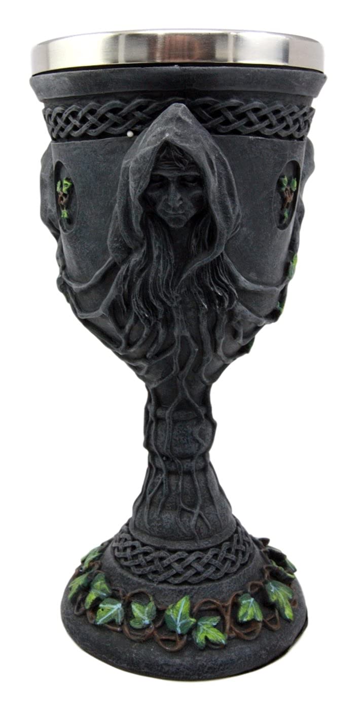 Ebros Gift Sacred Triple Goddess Wine Goblet Chalice With Stainless Steel Liner 10oz Resin Wiccan Cup Mother Maiden Crone Holy Trinity Feminine Moon Goddess Wicca Decor - Image 3