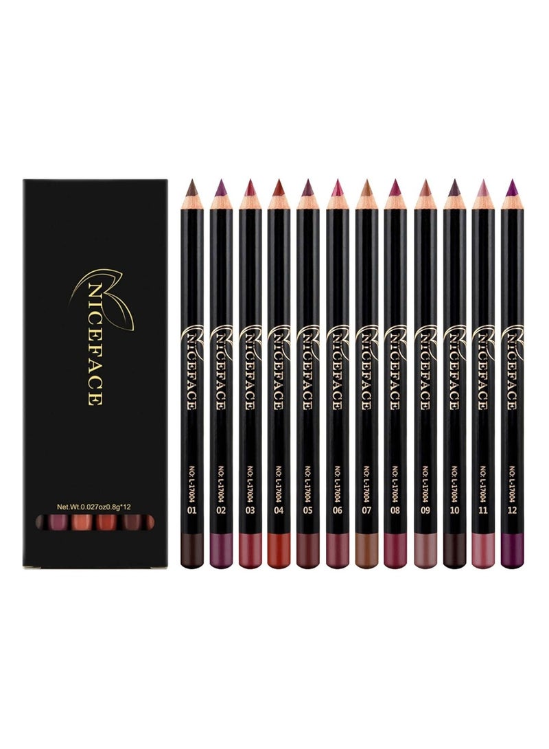 Nice Face 12-Piece Waterproof Lip Liner Pencil Multicolour - Image 1