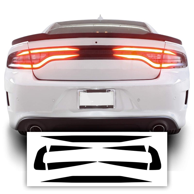 Bogar Tech Designs Tail Light Race Track Bat Vinyl Overlay Decal Cover Compatible with Dodge Charger 2015-2022 - Gloss Black