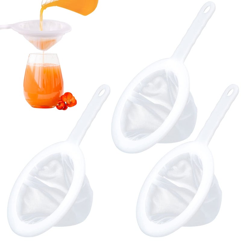 WXJ13 3 Pieces UltraFine Nylon Mesh Strainer Food Yogurt Mesh Plastic Sieve Fine Mesh Colander with Handle for Filtering Juice Milk Soy Coffee Honey Wine Yogurt 100200400Mesh