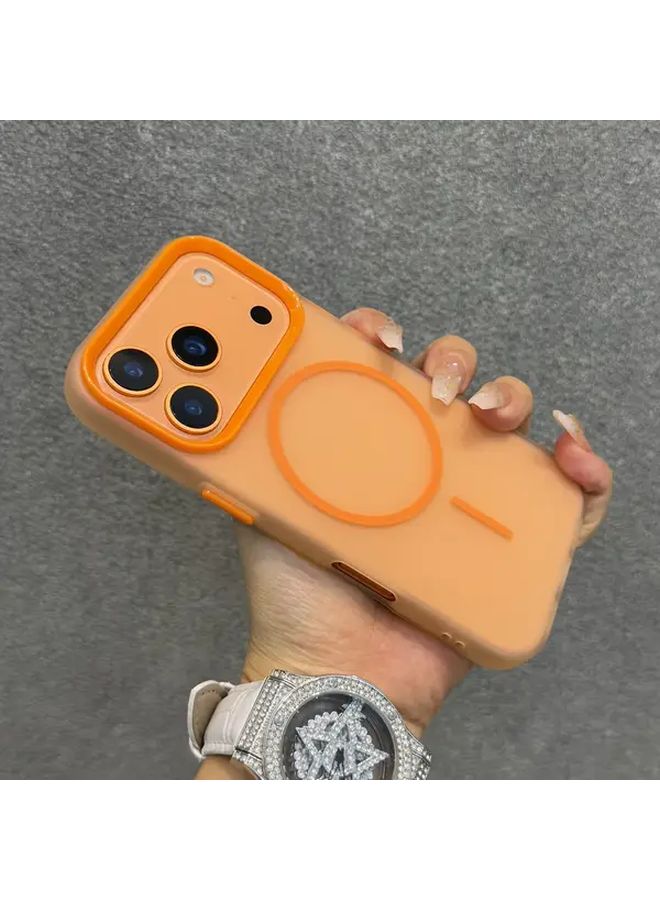 Orange Magnetic Wireless Charging Phone Cover For iPhone 17 Pro Max Clear Shockproof - Image 4