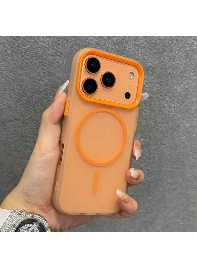 Orange Magnetic Wireless Charging Phone Cover For iPhone 17 Pro Max Clear Shockproof - Image 1