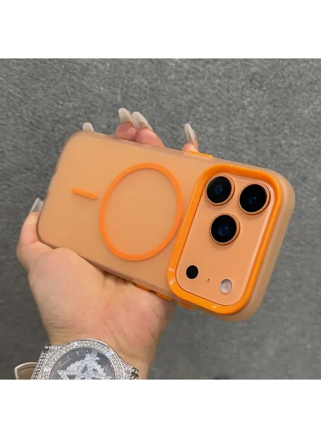 Orange Magnetic Wireless Charging Phone Cover For iPhone 17 Pro Max Clear Shockproof - Image 3