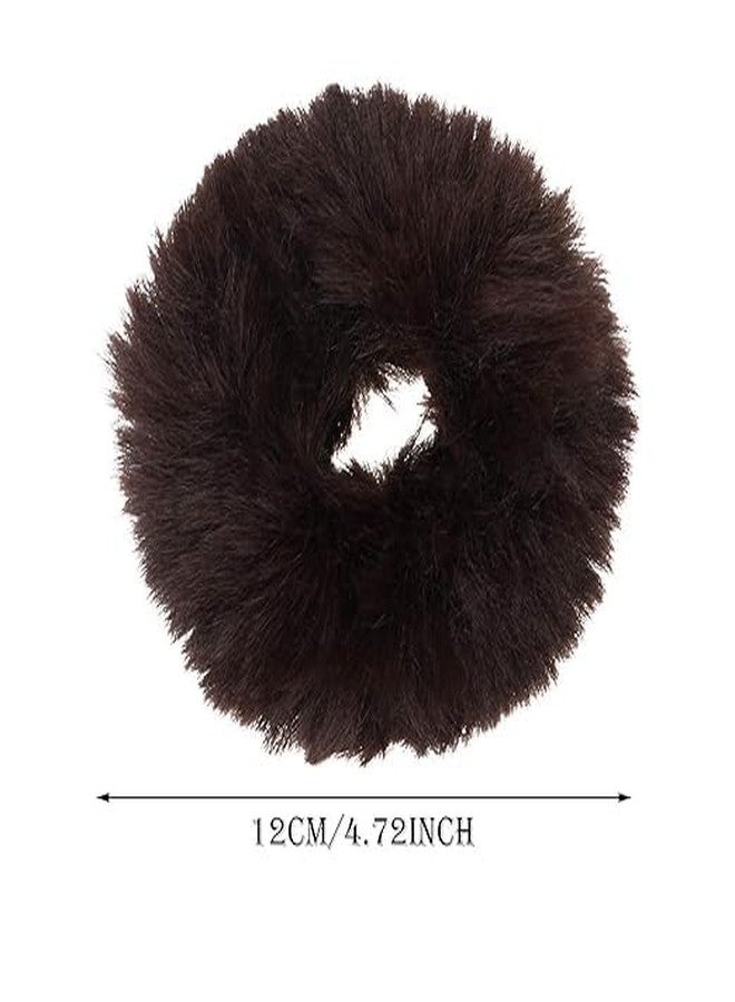 Minta Women's Pompom Fur Hair Band | Fluffy Faux Rope Furry Rubber Bands Ponytail Holder for Women and Girls (Black, 12) - Image 3
