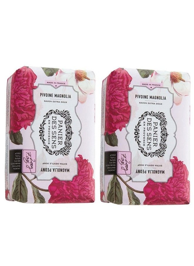PANIER DES SENS Magnolia Peony Shea Butter Natural Bar Soap Bath & Body Soap Bars Made In France 95% Natural 2 Bars 7Oz/200G Each  - Image 1