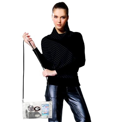 Littlearth NCAA Georgia Bulldogs Clear Envelope Purse with Black Fashion Strap Team Color 10 x 65 x 05 - Image 3