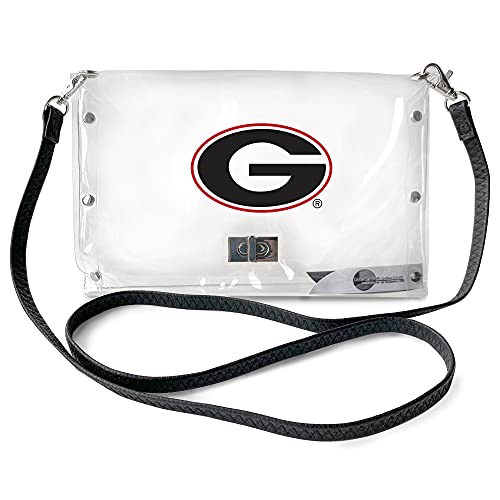 Littlearth NCAA Georgia Bulldogs Clear Envelope Purse with Black Fashion Strap Team Color 10 x 65 x 05 - Image 1