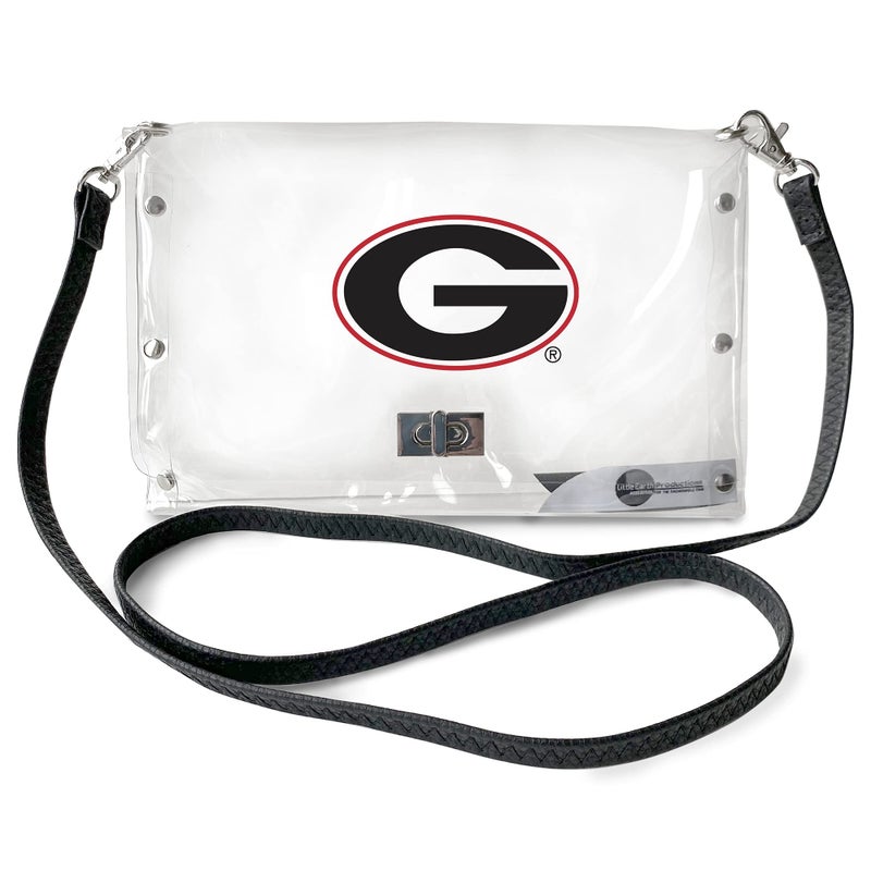 Littlearth NCAA Georgia Bulldogs Clear Envelope Purse with Black Fashion Strap Team Color 10 x 65 x 05 - Image 2