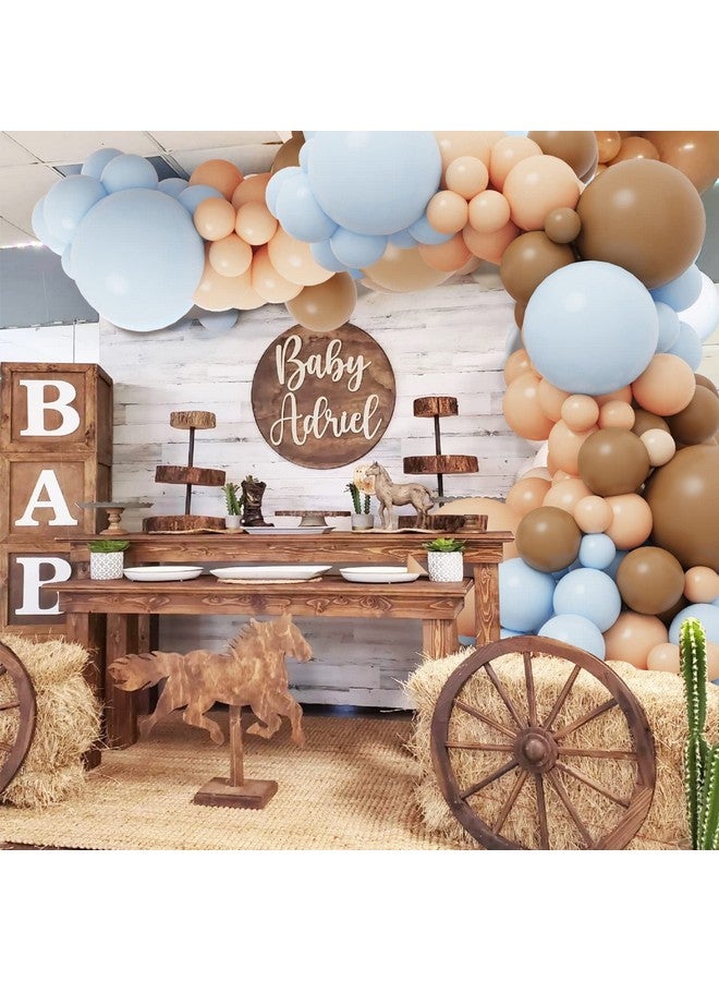RUBFAC 156pcs Dusty Blue and Brown Balloon Garland Arch Kit, Bear Baby Shower Decoration with Boho Brown Skin Color Blue Balloons for Gender Reveal and Birthday Party Decoration - Image 5