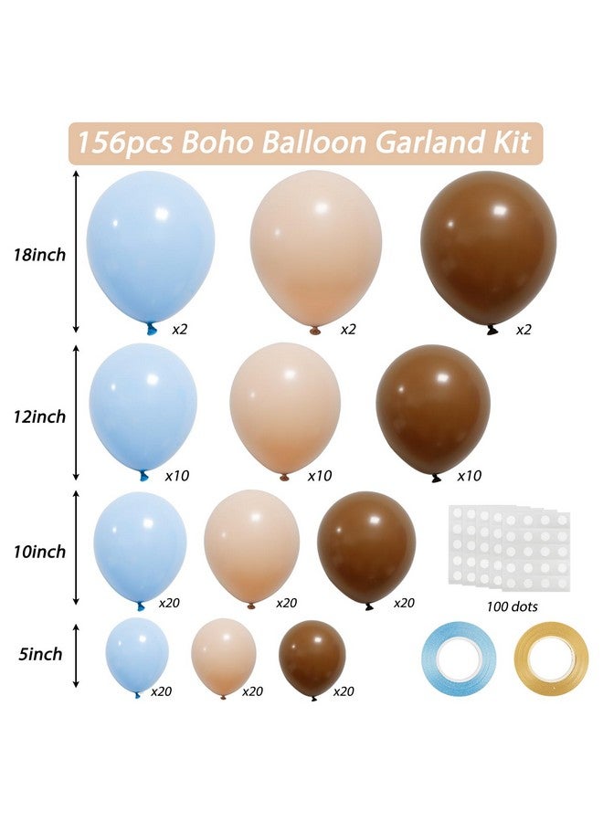 RUBFAC 156pcs Dusty Blue and Brown Balloon Garland Arch Kit, Bear Baby Shower Decoration with Boho Brown Skin Color Blue Balloons for Gender Reveal and Birthday Party Decoration - Image 2
