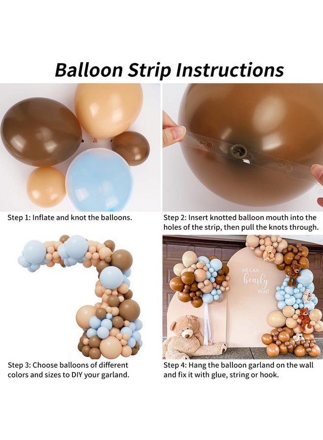 RUBFAC 156pcs Dusty Blue and Brown Balloon Garland Arch Kit, Bear Baby Shower Decoration with Boho Brown Skin Color Blue Balloons for Gender Reveal and Birthday Party Decoration - Image 3