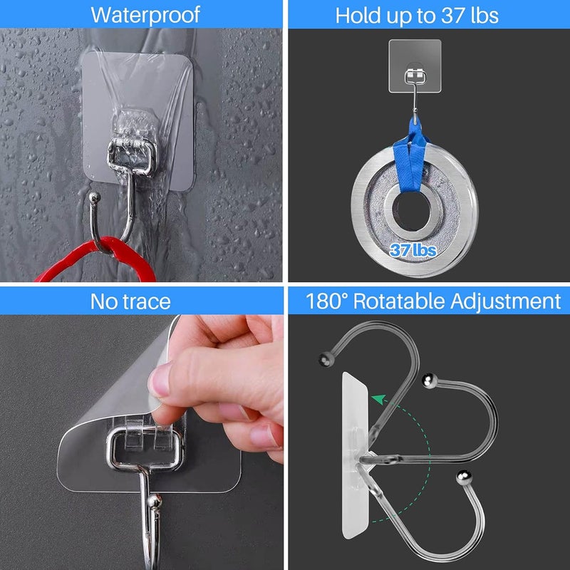 Antimbee 30-Pack All-Purpose Adhesive Hooks for Hanging, Wreath Door Hanger Heavy Duty Hooks 37 lb(Max), Sticky Wall Hook fit Home, Bathroom, Kitchen, Office and Outdoor - Image 3