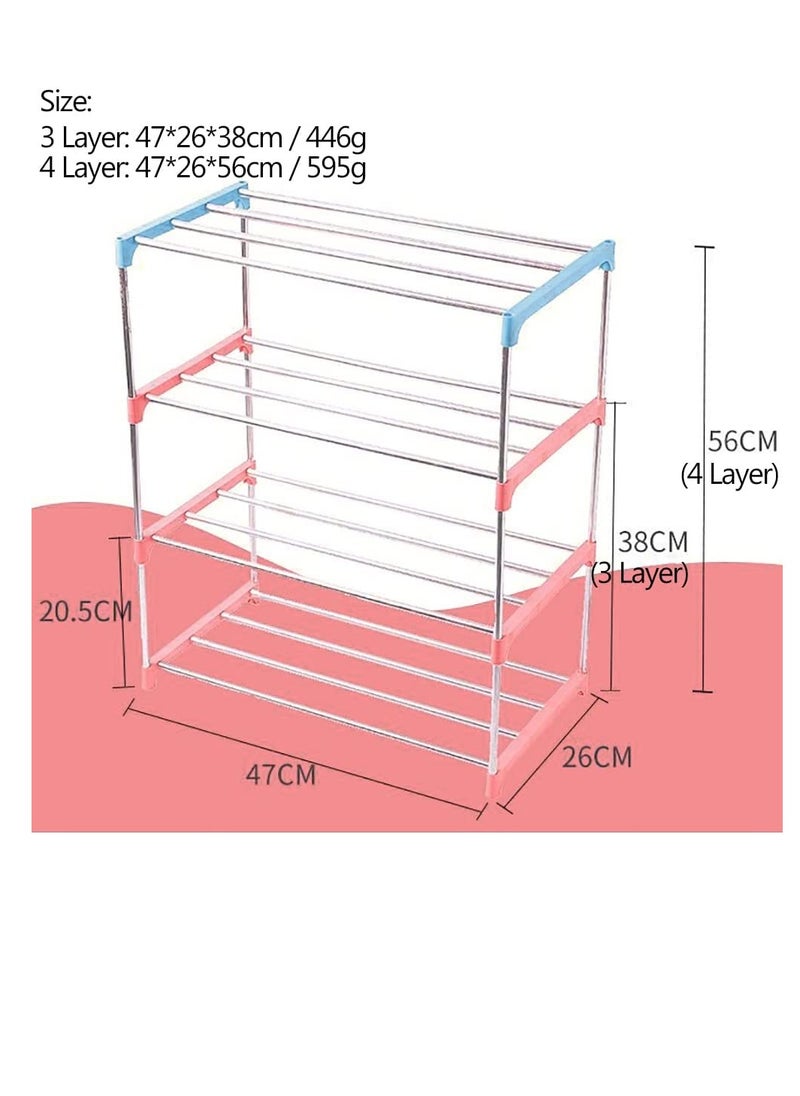 Generic - Shoe Rack, Free Standing Shoe Rack, Portable Shoe Cabinet, Shoe Storage Organizer, Stackable & Adjustable Shoe Shelf Storage Organizer for Entryway, Cloakroom and Living Room (4 Layer, Pink) - Image 1