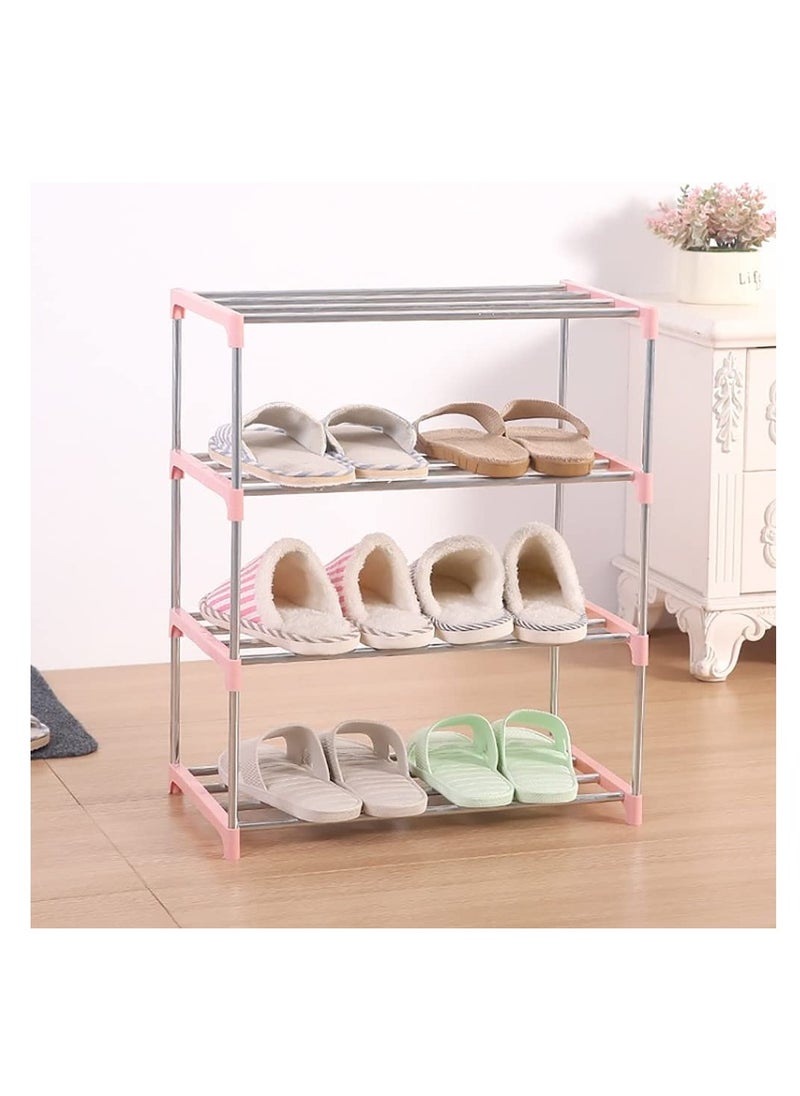 Generic - Shoe Rack, Free Standing Shoe Rack, Portable Shoe Cabinet, Shoe Storage Organizer, Stackable & Adjustable Shoe Shelf Storage Organizer for Entryway, Cloakroom and Living Room (4 Layer, Pink) - Image 1
