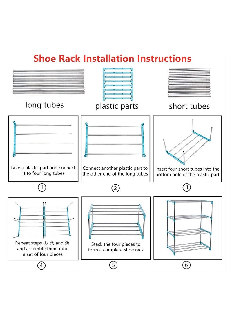 Generic - Shoe Rack, Free Standing Shoe Rack, Portable Shoe Cabinet, Shoe Storage Organizer, Stackable & Adjustable Shoe Shelf Storage Organizer for Entryway, Cloakroom and Living Room (4 Layer, Pink) - Image 1