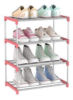 Generic Shoe Rack, Free Standing Shoe Rack, Portable Shoe Cabinet, Shoe Storage Organizer, Stackable & Adjustable Shoe Shelf Storage Organizer for Entryway, Cloakroom and Living Room (4 Layer, Pink)  - Image 1