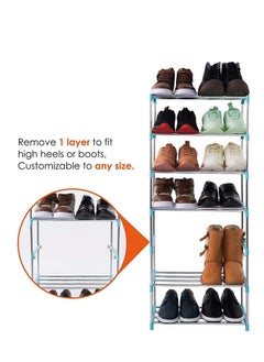 Generic Shoe Rack, Free Standing Shoe Rack, Portable Shoe Cabinet, Shoe Storage Organizer, Stackable & Adjustable Shoe Shelf Storage Organizer for Entryway, Cloakroom and Living Room (4 Layer, Pink)  - Image 4