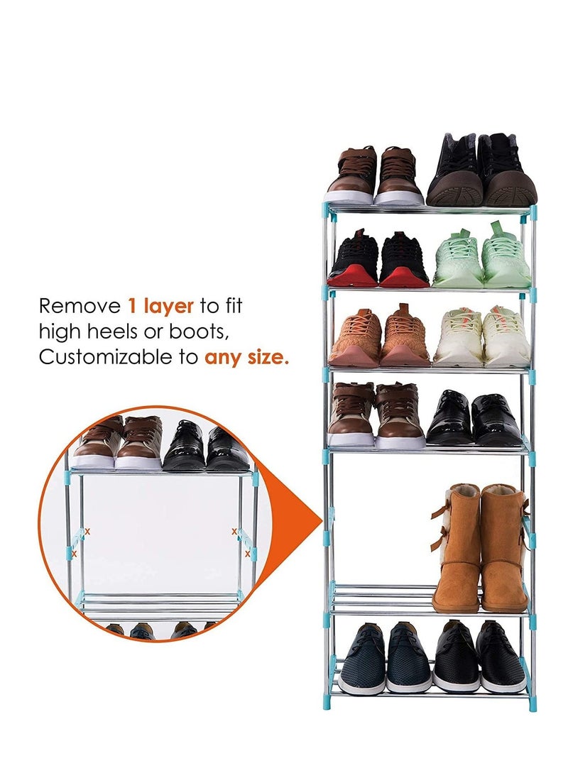 Generic - Shoe Rack, Free Standing Shoe Rack, Portable Shoe Cabinet, Shoe Storage Organizer, Stackable & Adjustable Shoe Shelf Storage Organizer for Entryway, Cloakroom and Living Room (4 Layer, Pink) - Image 1