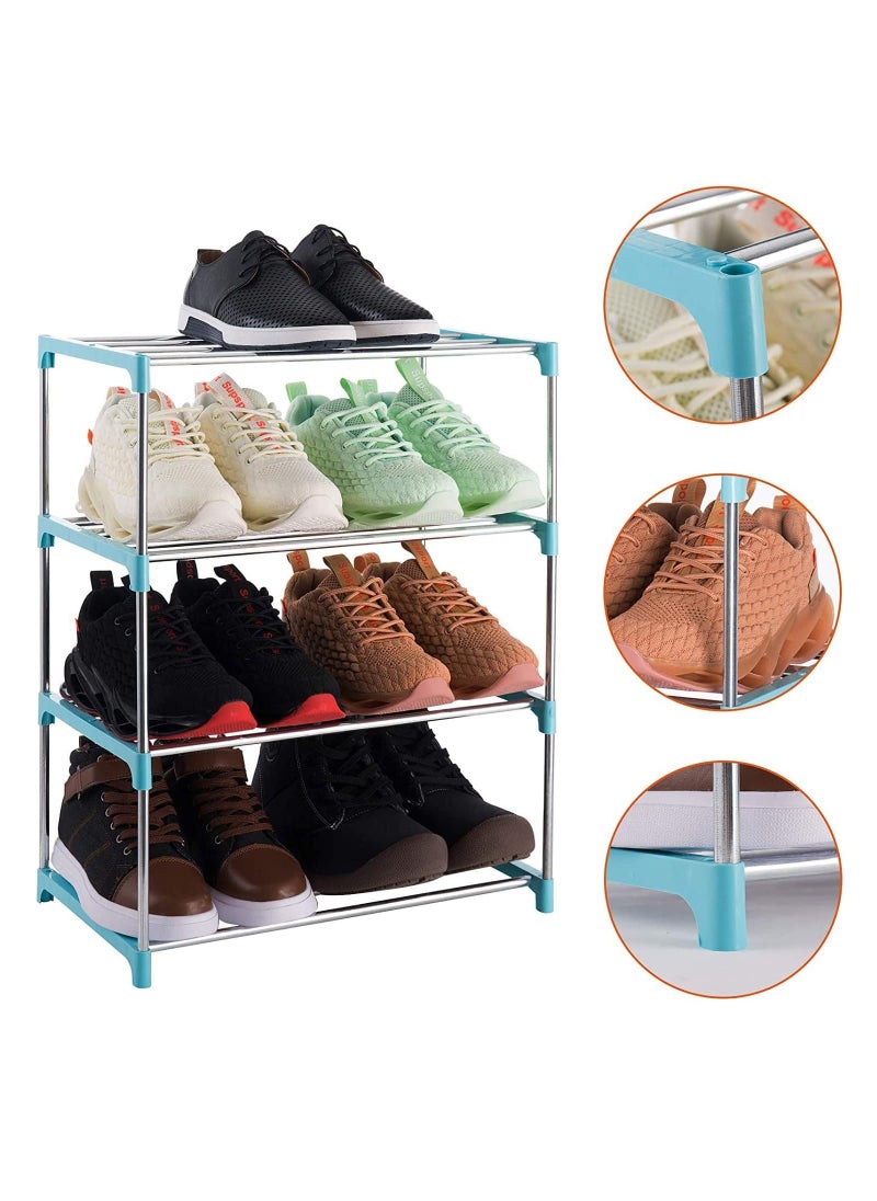 Generic - Shoe Rack, Free Standing Shoe Rack, Portable Shoe Cabinet, Shoe Storage Organizer, Stackable & Adjustable Shoe Shelf Storage Organizer for Entryway, Cloakroom and Living Room (4 Layer, Pink) - Image 1