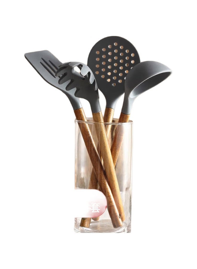 All-round Kitchen Heat-Resistant Silicone Spatula Set, Non-Stick Pan Long-Handled Spatula, Frying Spatula, Slotted Spoon, Soup Ladle, 3-Piece Set - Image 1