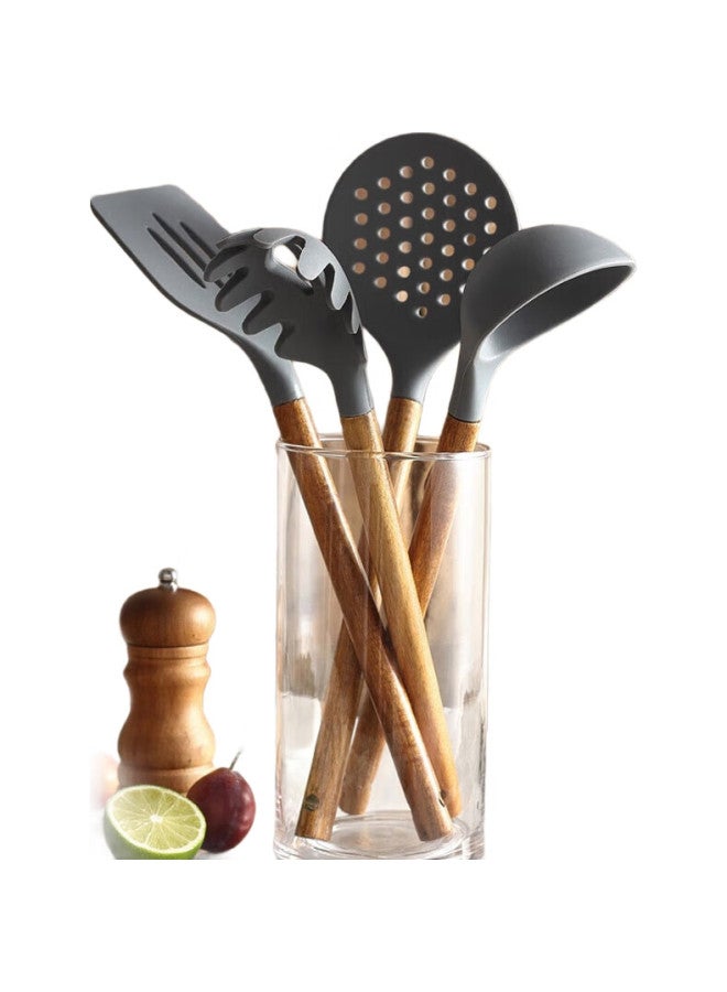 All-round Kitchen Heat-Resistant Silicone Spatula Set, Non-Stick Pan Long-Handled Spatula, Frying Spatula, Slotted Spoon, Soup Ladle, 3-Piece Set - Image 3