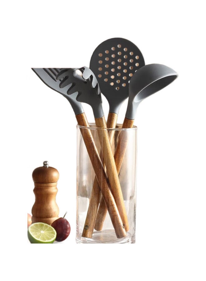 All-round Kitchen Heat-Resistant Silicone Spatula Set, Non-Stick Pan Long-Handled Spatula, Frying Spatula, Slotted Spoon, Soup Ladle, 3-Piece Set - Image 2