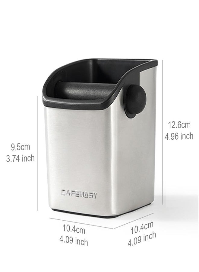 كافيهماسي صندوق طرق طحن قهوة الإسبريسو من CAFEMASY - صندوق طرق صغير متين من الفولاذ المقاوم للصدأ لطحن القهوة، مزود بقضيب طرق قابل للإزالة وقاعدة مانعة للانزلاق، وهو من ملحقات الإسبريسو المثالية لمحترفي تحضير القهوة. - Image 5