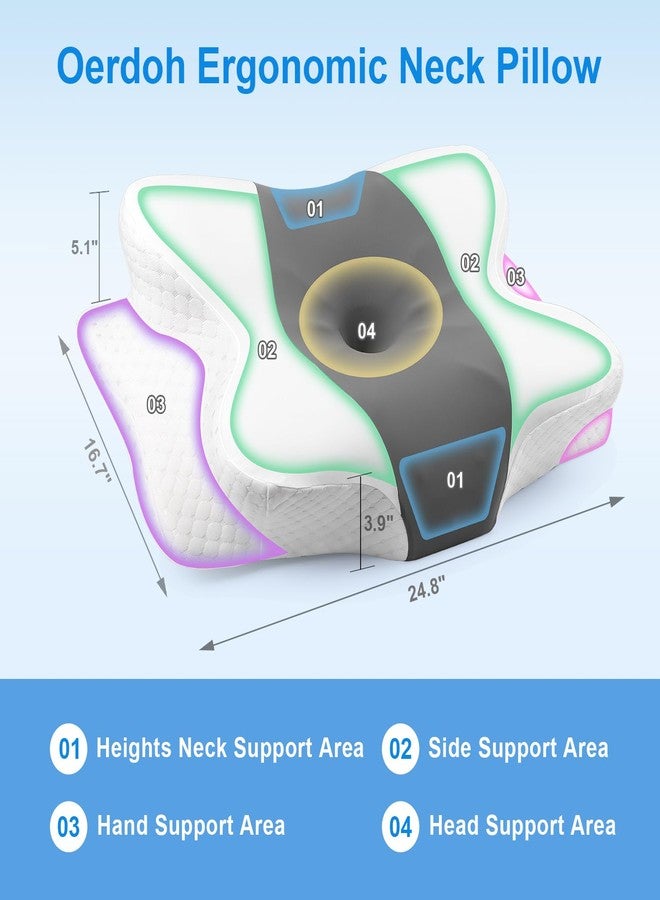 Oerdoh Neck Pillow - Memory Foam Pillow for Side Sleepers, Back & Stomach Sleepers with Ergonomic Support, Side Sleeper Pillow, Cervical Neck Pillow for Neck Pain Relief - Office, Travel & Home - Image 3