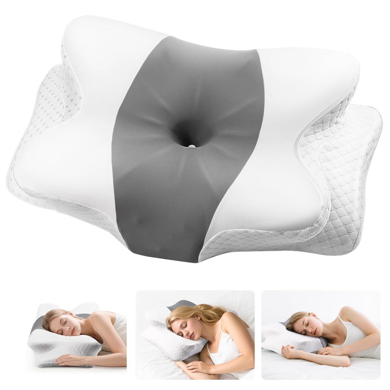 Oerdoh Neck Pillow - Memory Foam Pillow for Side Sleepers, Back & Stomach Sleepers with Ergonomic Support, Side Sleeper Pillow, Cervical Neck Pillow for Neck Pain Relief - Office, Travel & Home - Image 1