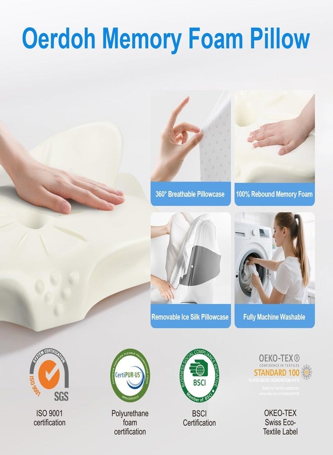 Oerdoh Neck Pillow - Memory Foam Pillow for Side Sleepers, Back & Stomach Sleepers with Ergonomic Support, Side Sleeper Pillow, Cervical Neck Pillow for Neck Pain Relief - Office, Travel & Home - Image 4