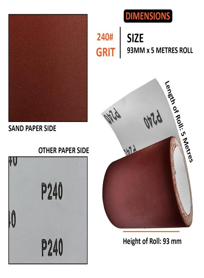 Harden Abrasive 240 Grit Sanding Roll 3.66"/93mm - 5 Metres Long, Aluminium Oxide Abrasive Sand Paper Dry Waterproof | For Automotive, Sanding Metal, Polishing Wood - 611958 - Image 3