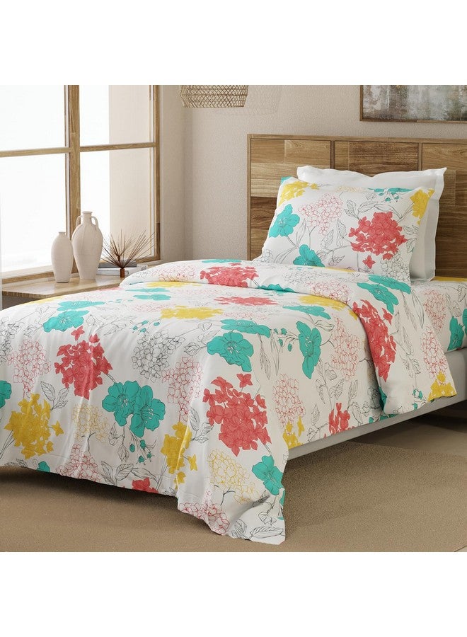 Layers Emaline 100% Cotton Single Bedsheet Set (Oeko Tex Certified) | 1 Single Cotton Bedsheet & 1 Pillow Cover | Breathable & Anti-Wrinkle | 144 TC | (Floral Print, Multicolour) - Image 2